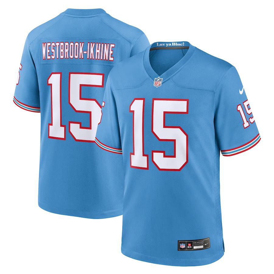 Men Tennessee Titans #15 Nick Westbrook-Ikhine Nike Light Blue Oilers Throwback Player Game NFL Jersey